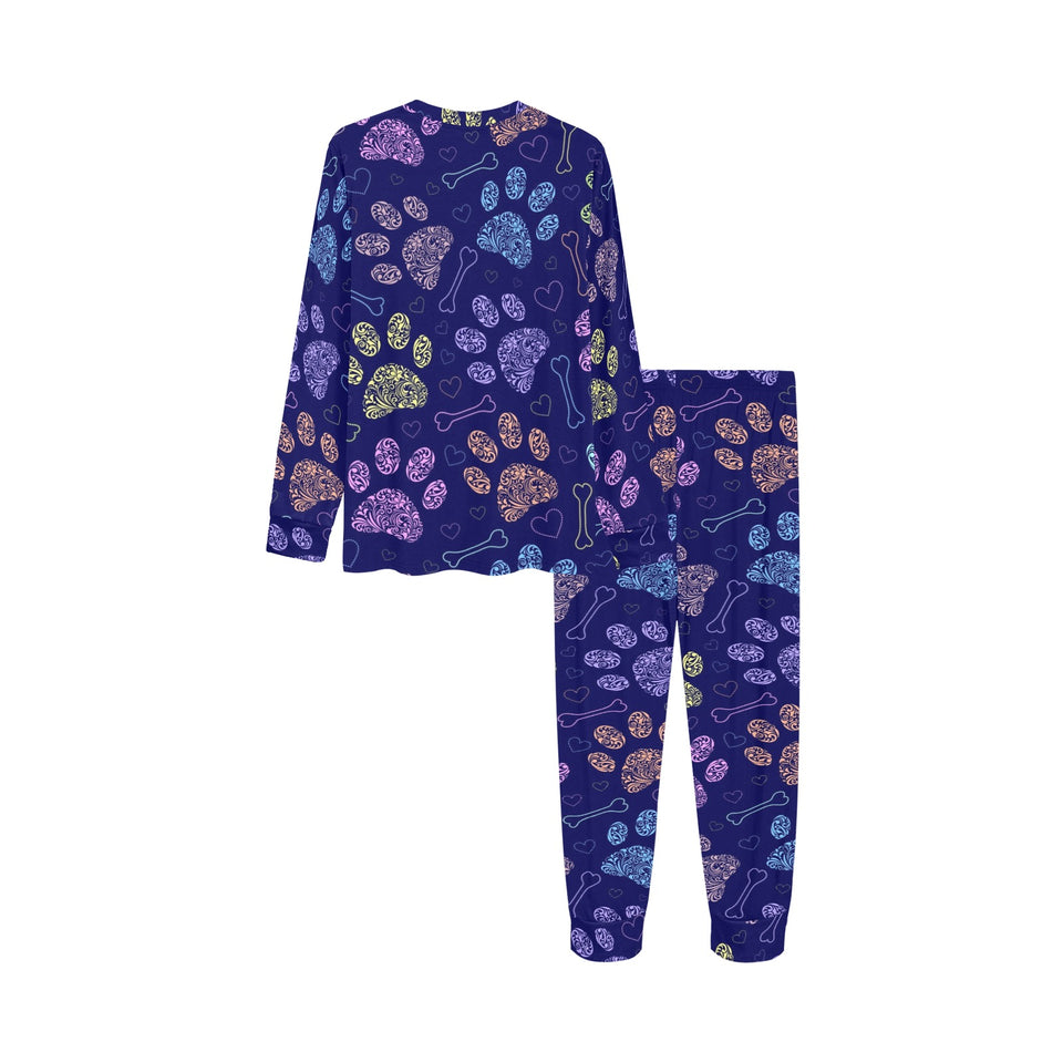 Dog Paws Pattern Print Design 02 Kids' Boys' Girls' All Over Print Pajama Set