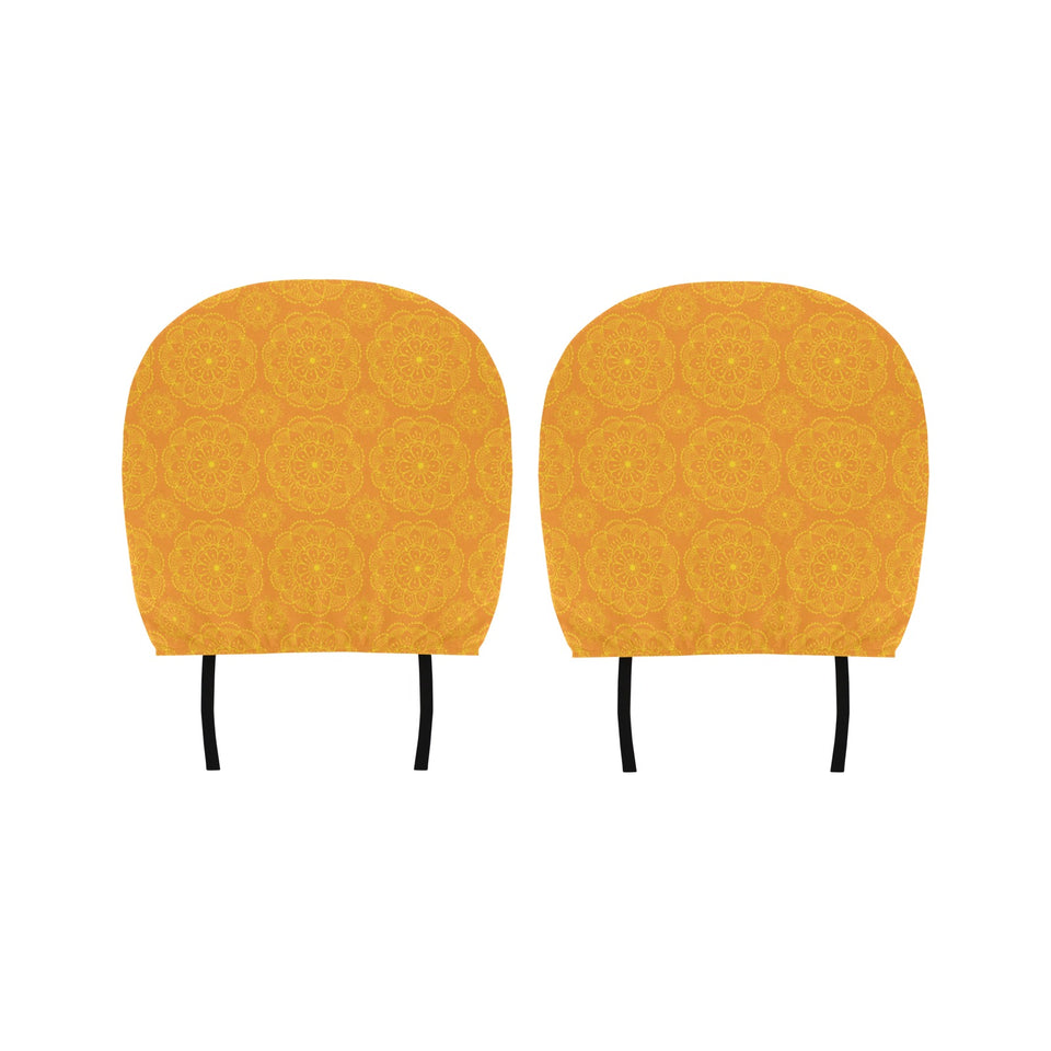 Orange traditional indian element pattern Car Headrest Cover