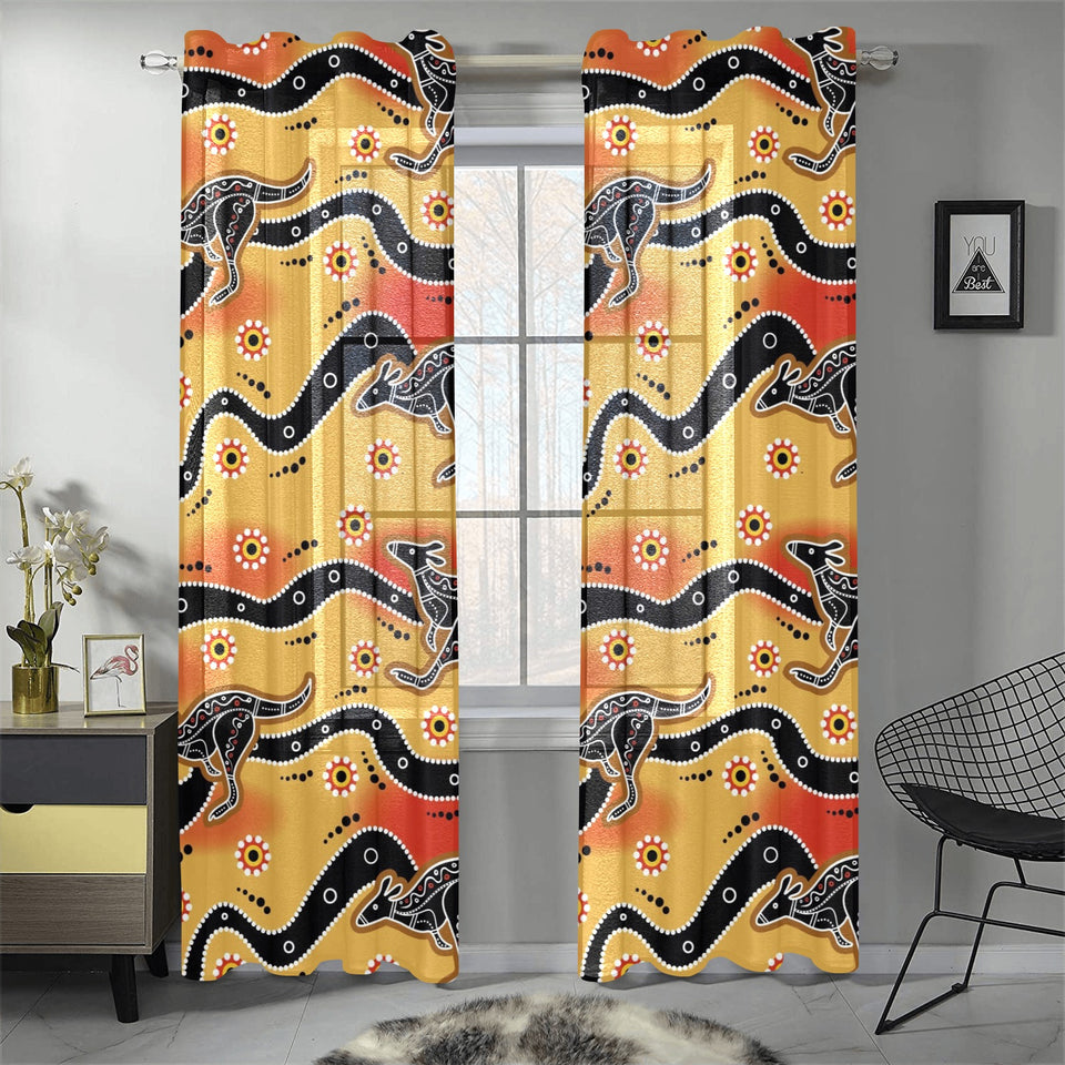 Kangaroo Australian aboriginal art pattern Gauze Curtain