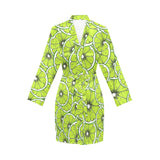 Slices of Lime design pattern Women's Long Sleeve Belted Night Robe