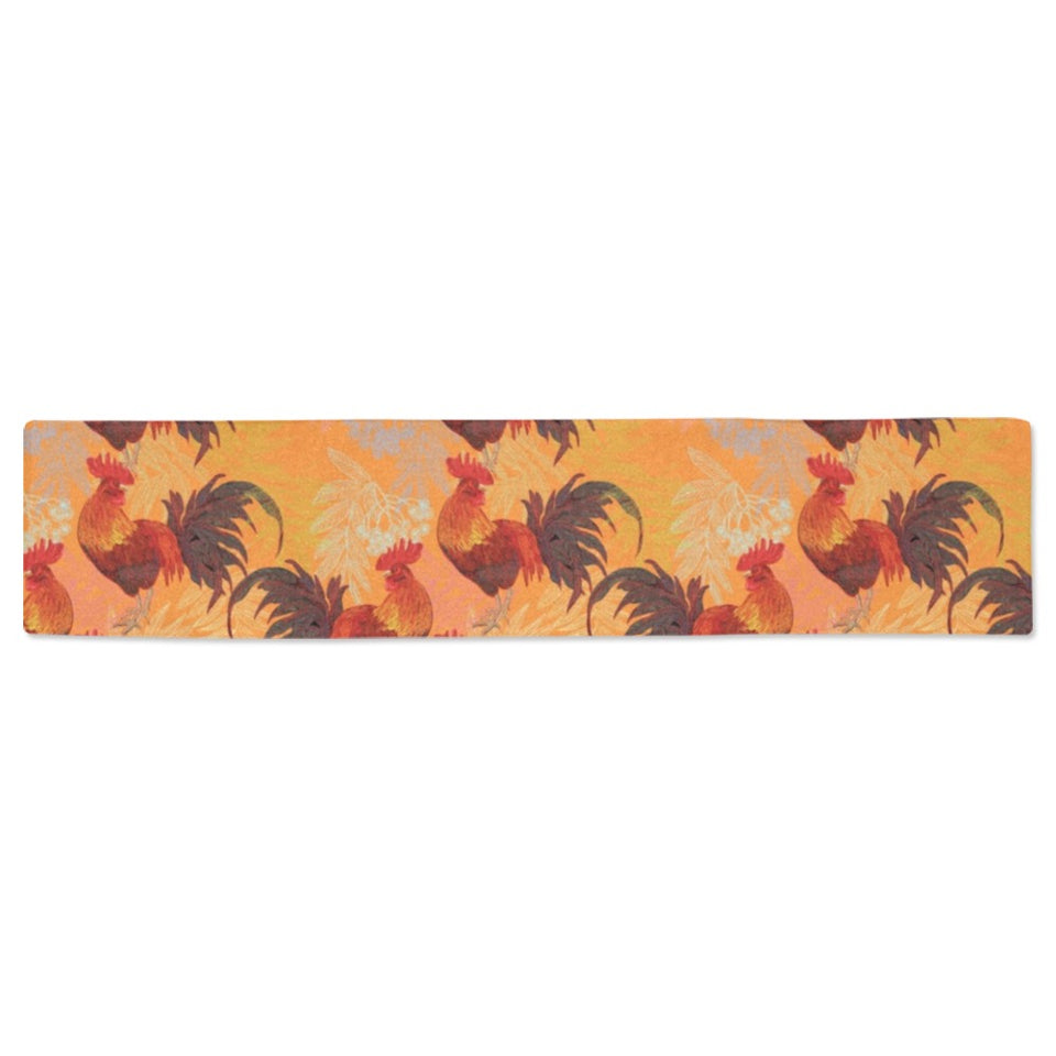 red rooster chicken cock pattern Table Runner