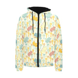 Hippopotamus Pattern Print Design 04 Men's Padded Hooded Jacket
