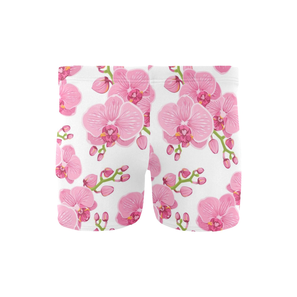 pink purple orchid pattern background Men's Swimming Trunks