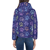 Dog Paws Pattern Print Design 02 Women's Padded Hooded Jacket