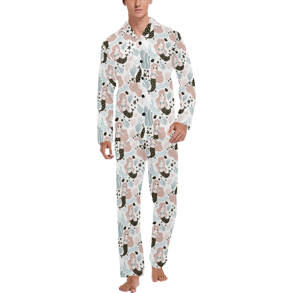 cute mermaid pattern Men's Long Pajama Set