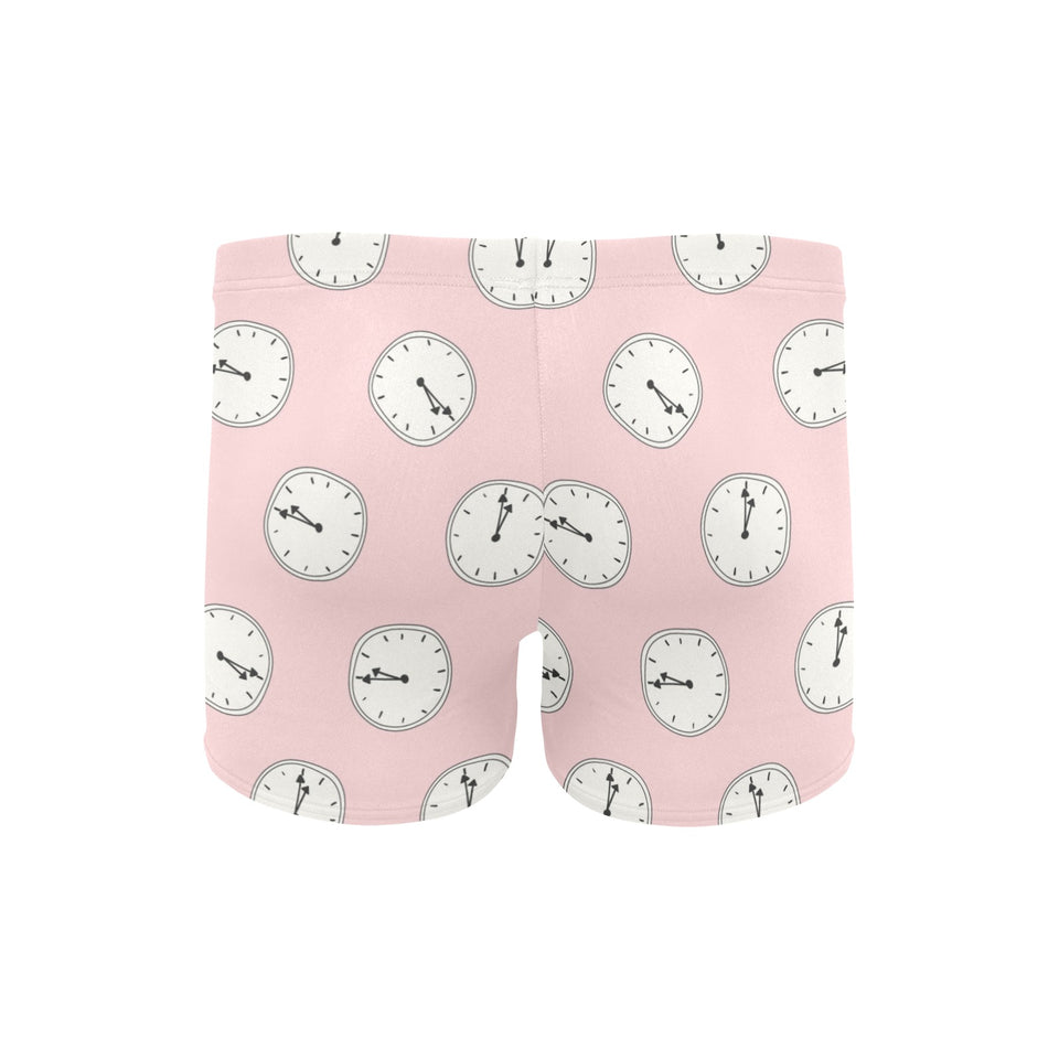 Clock pattern pink blackground Men's Swimming Trunks