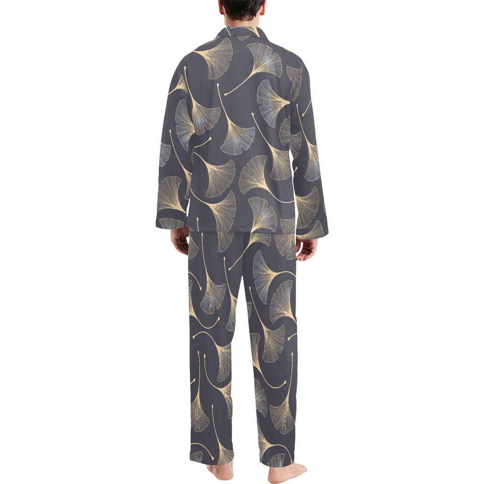 Gold ginkgo leaves Men's Long Pajama Set
