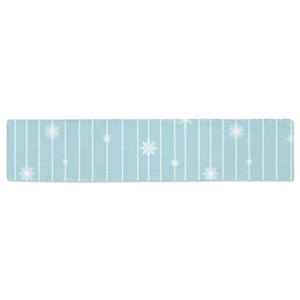 Snowflake pattern blue stripe background Table Runner