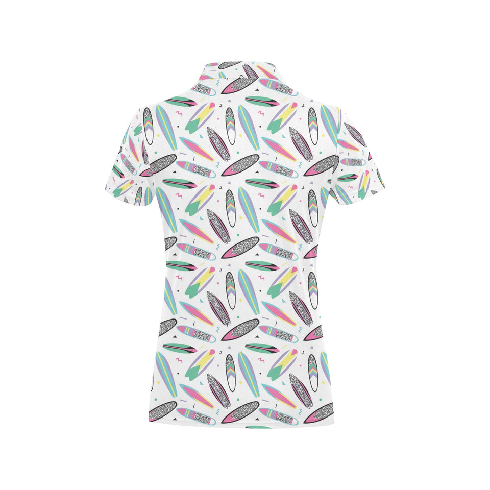 Surfboard Pattern Print Design 04 Women's All Over Print Polo Shirt