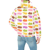 Hippopotamus Pattern Print Design 01 Men's Padded Hooded Jacket