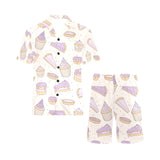 Cakes pies tarts muffins and eclairs purple bluebe Men's V-Neck Short Pajama Set