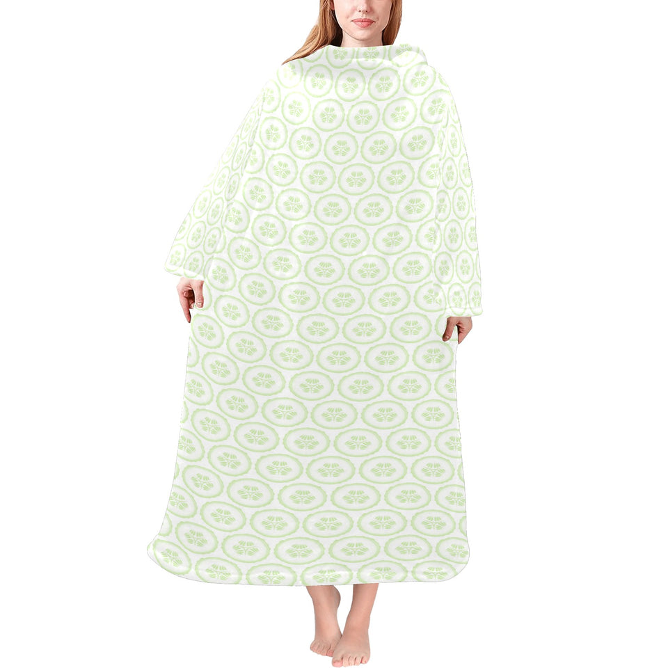 Cucumber pattern background Blanket Robe with Sleeves