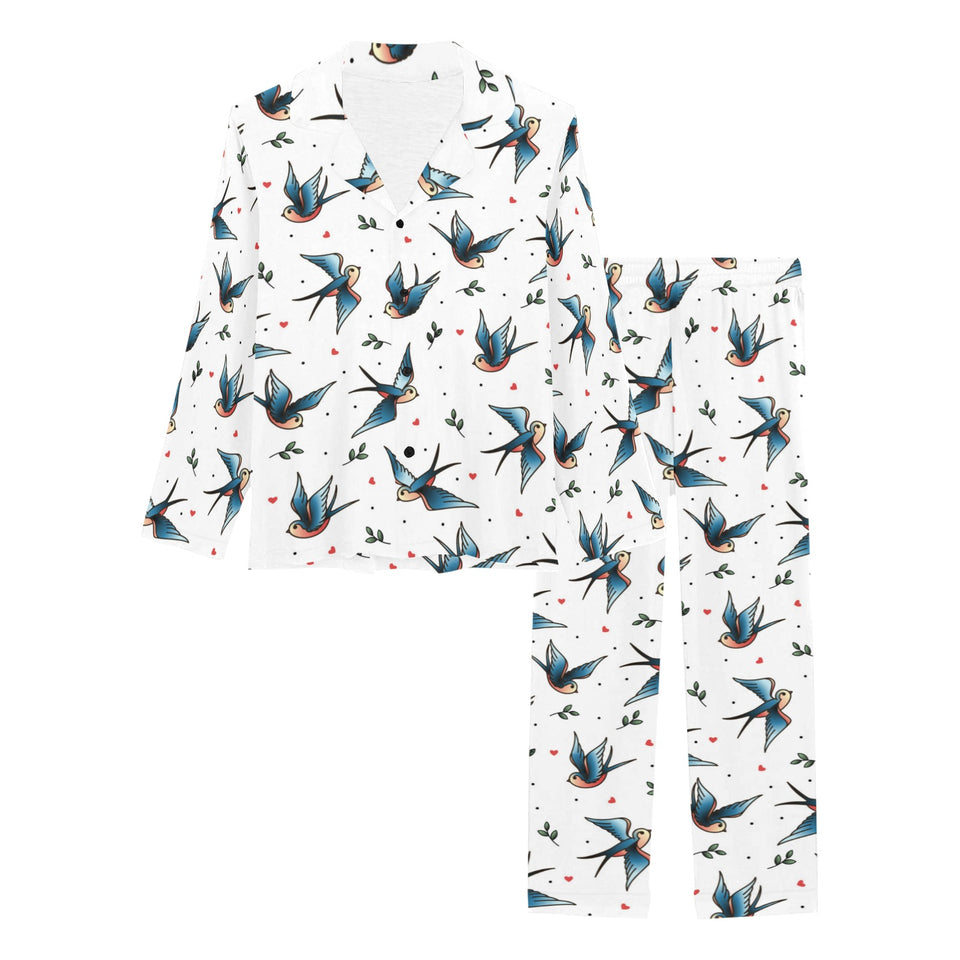 Swallow Pattern Print Design 04 Women's Long Pajama Set
