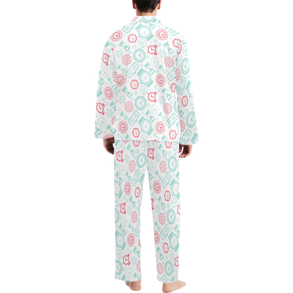 Clock time pattern blackground Men's Long Pajama Set