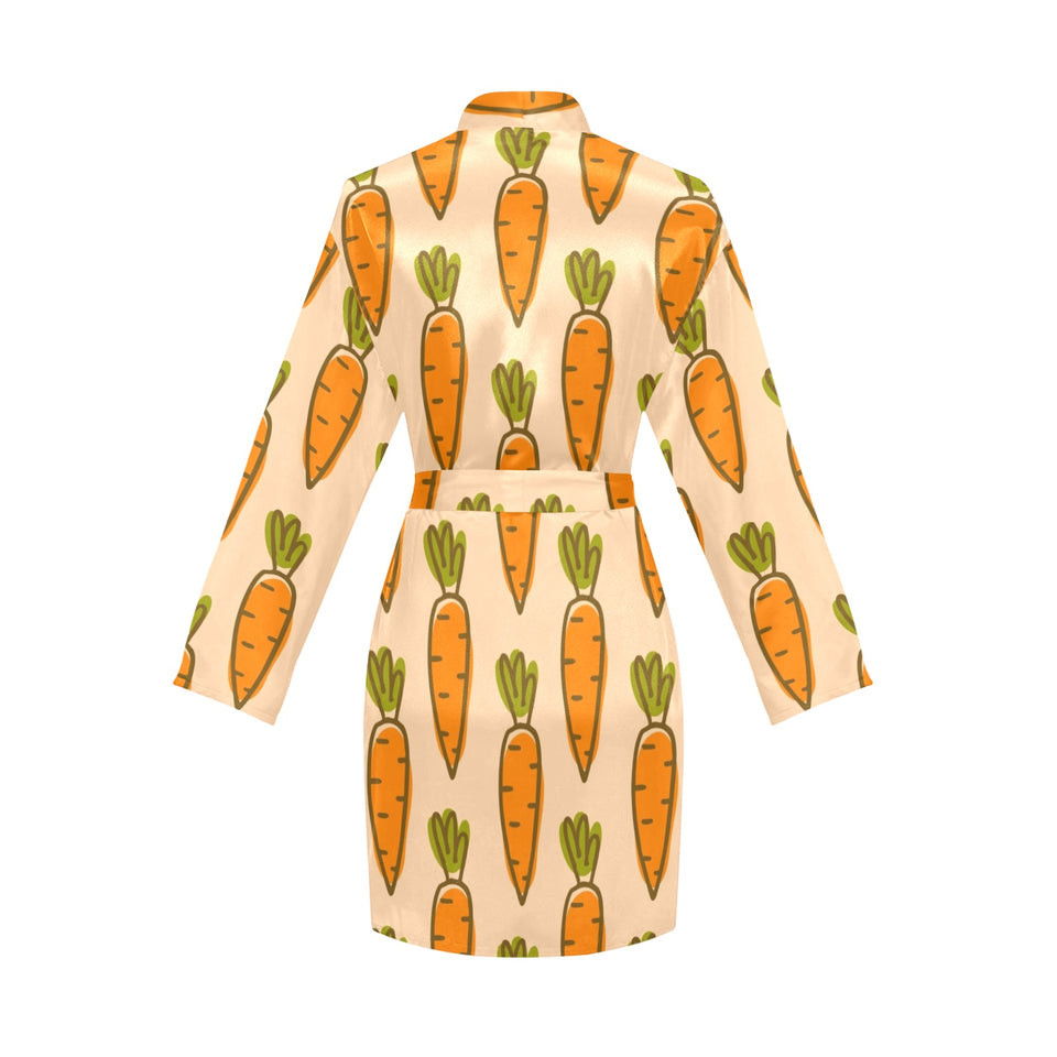 Carrot Pattern Print Design 04 Women's Long Sleeve Belted Night Robe
