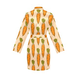 Carrot Pattern Print Design 04 Women's Long Sleeve Belted Night Robe