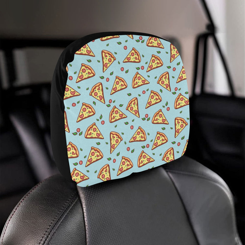 Hand drawn pizza blue background Car Headrest Cover