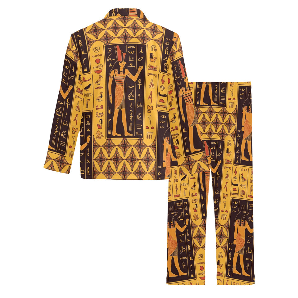Egypt Hieroglyphics Pattern Print Design 05 Men's Long Pajama Set