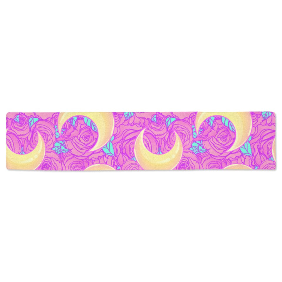 Moon pink rose background Table Runner
