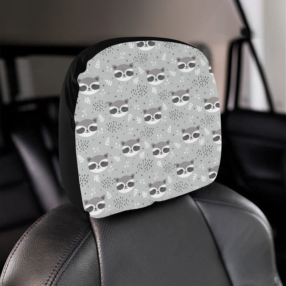 Cute raccoons leaves dot Car Headrest Cover