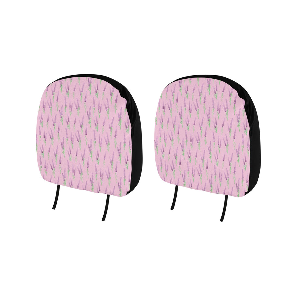 Lavender pattern pink background Car Headrest Cover