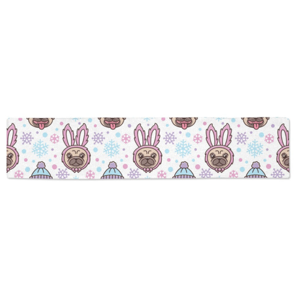 Cute pug hat rabbit costume pattern Table Runner