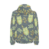 Cute owls leaves pattern Men's Padded Hooded Jacket