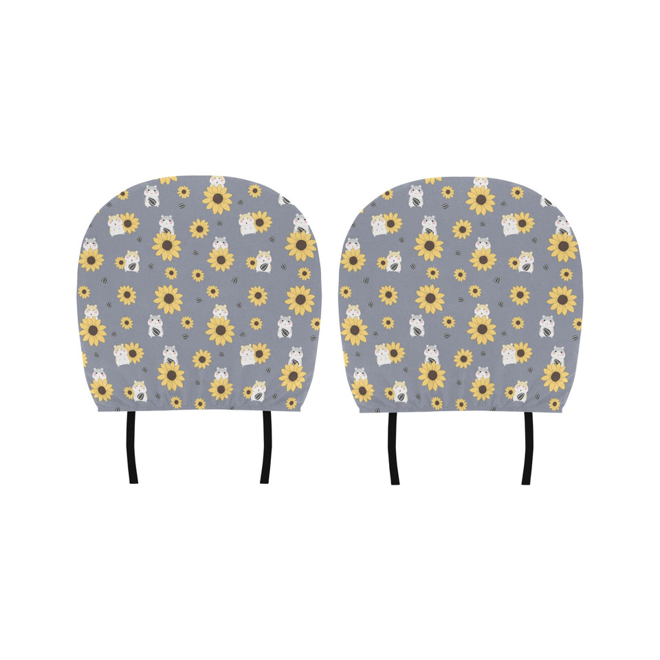 Cute hamster sunflower pattern background Car Headrest Cover