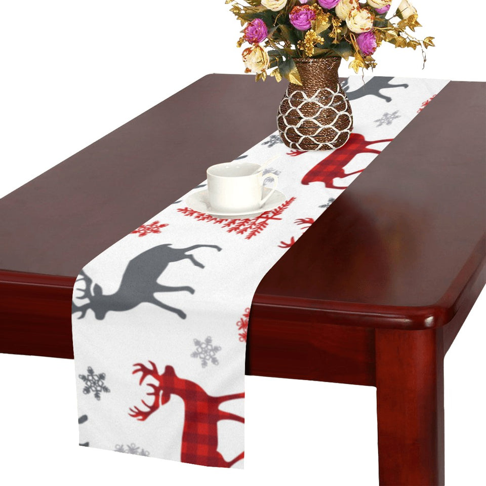 Deer tree snowflakes chrismas pattern Table Runner