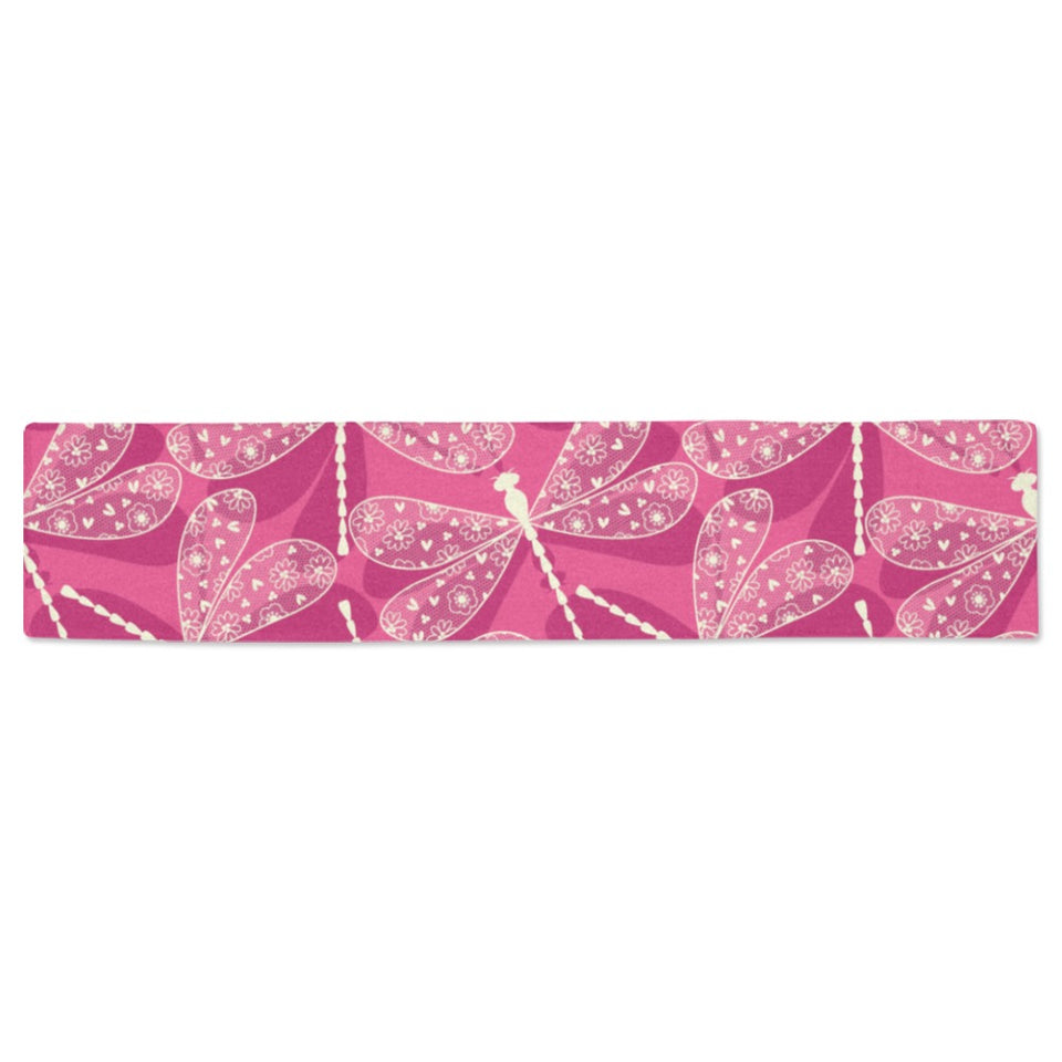 Beautiful dragonfly pink background Table Runner