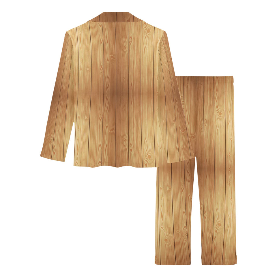 Wood Printed Pattern Print Design 05 Women's Long Pajama Set