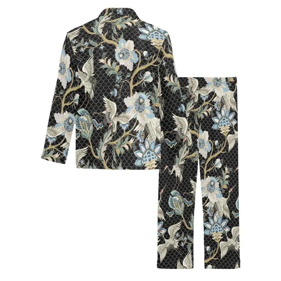 Japanese crane ornament elements Men's Long Pajama Set