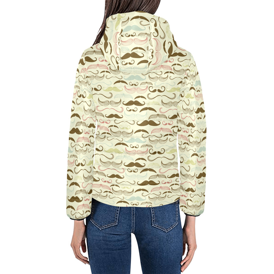 Mustache Beard Pattern Print Design 01 Women's Padded Hooded Jacket