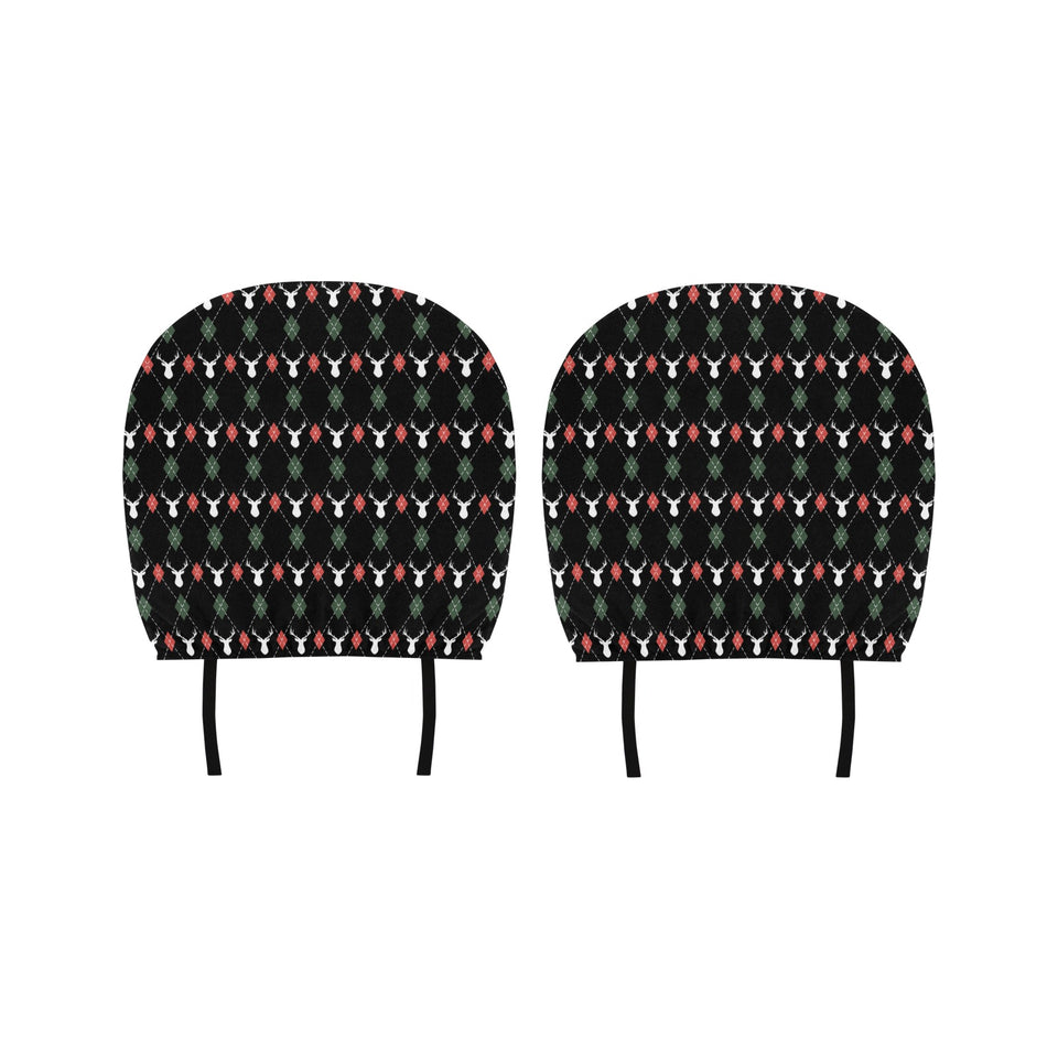 Deer Christmas new year pattern argyle Car Headrest Cover