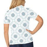 nautical steering wheel chain Women's All Over Print Polo Shirt