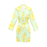 slice of lemon pattern Women's Long Sleeve Belted Night Robe