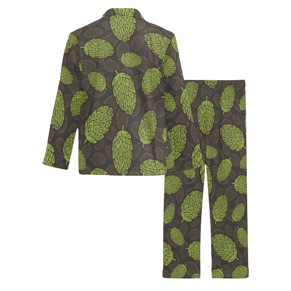 Hop pattern black background Men's Long Pajama Set