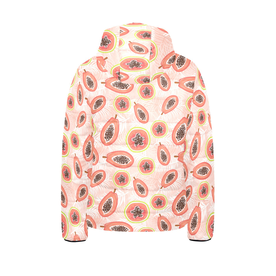 papaya leaves pattern Kids' Boys' Girls' Padded Hooded Jacket