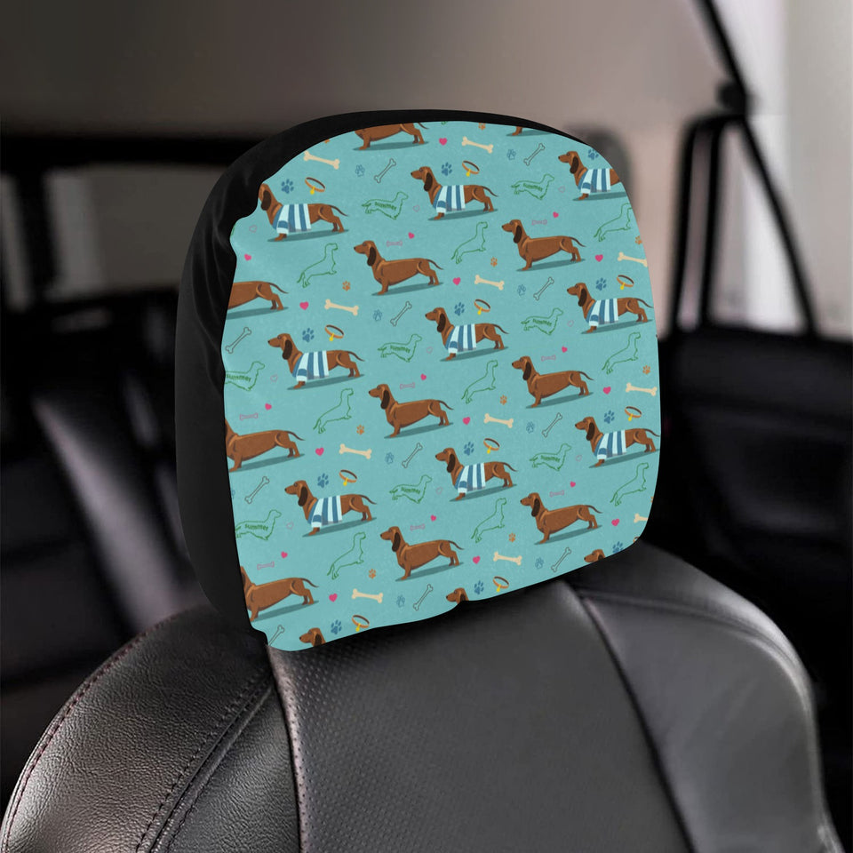 Dachshund decorative background Car Headrest Cover