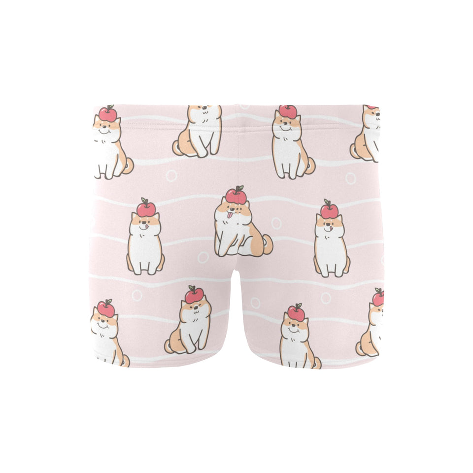Cute Shiba Inu Dog Apple pattern Men's Swimming Trunks