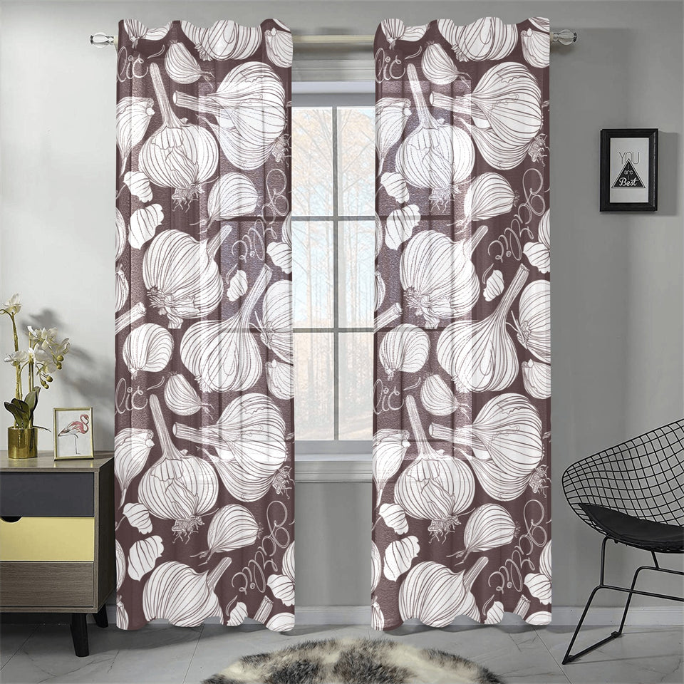 Garlic bulb dark background Gauze Curtain