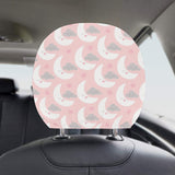 Cute moon cloud star pattern pink dot background Car Headrest Cover