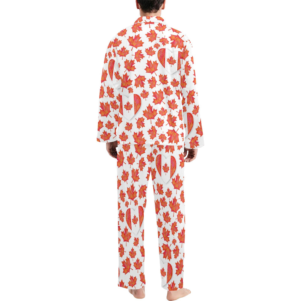 Canada Pattern Print Design 02 Men's Long Pajama Set
