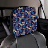 Blue japanese pattern cloud wave flower Car Headrest Cover