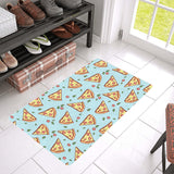 Hand drawn pizza blue background Doormat