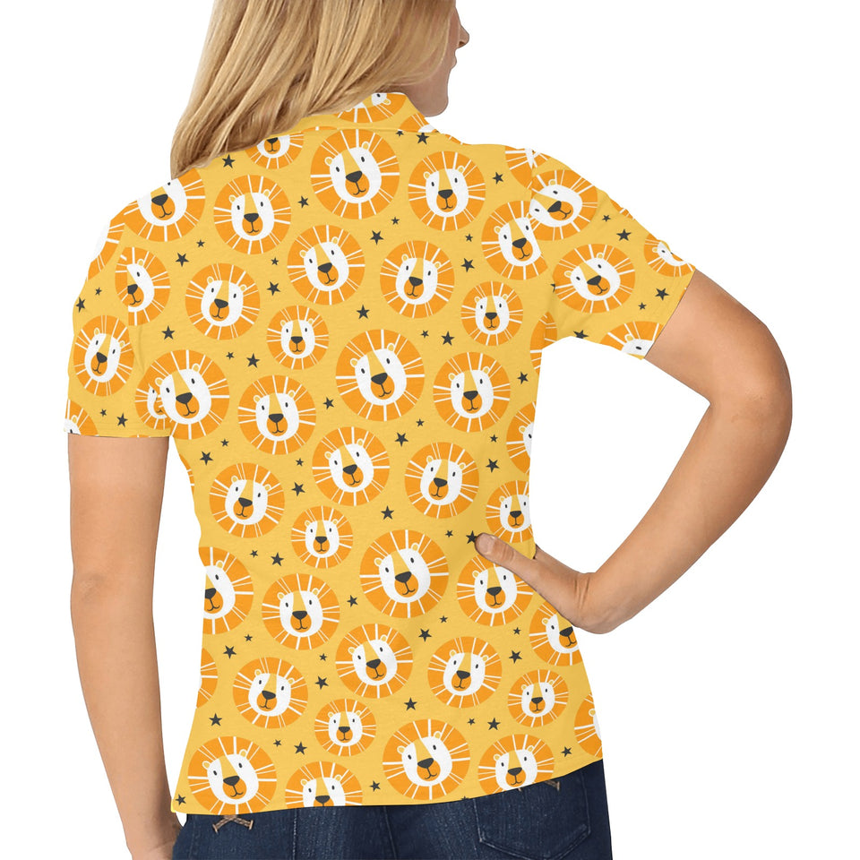 Lion Pattern Print Design 03 Women's All Over Print Polo Shirt