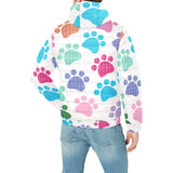 Dog Paws Pattern Print Design 01 Men's Padded Hooded Jacket