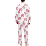 Pink lotus waterlily pattern Men's Long Pajama Set