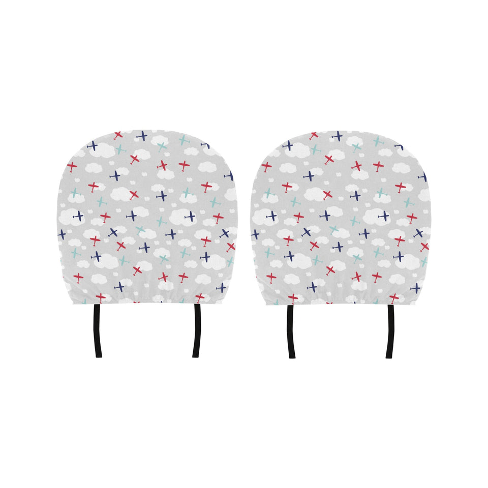Airplane cloud grey background Car Headrest Cover