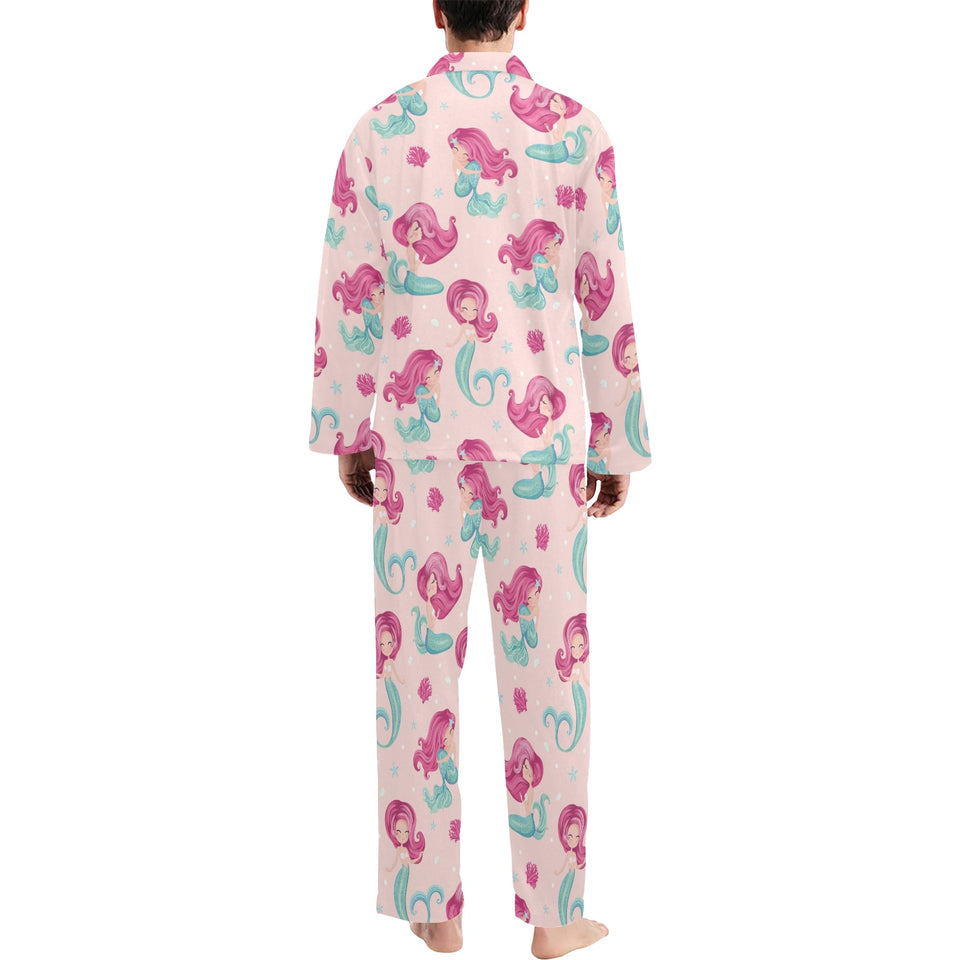 Cute little mermaid pattern Men's Long Pajama Set
